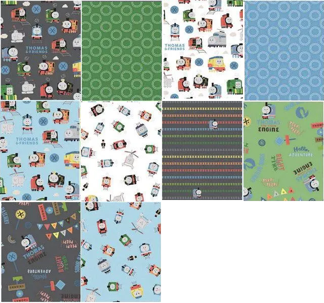 Riley Blake "Thomas & Friends Sodor Railway" Half-yard Bundle - 10 Fabrics, 5 Total Yards
