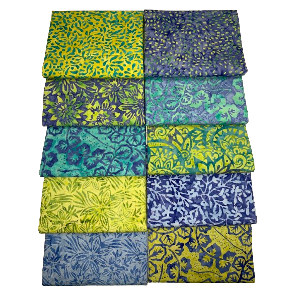 Anthology Batiks "Limelight" Half-yard Bundle - 10 Fabrics, 5 Total Yards