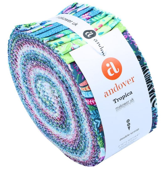 Andover/Makower UK - Tropica Double Scoops - 40 2.5" Strips
