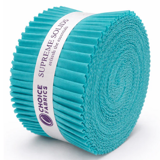 Choice Fabrics Supreme Solids Jelly Roll - Turquoise - 40 Strips