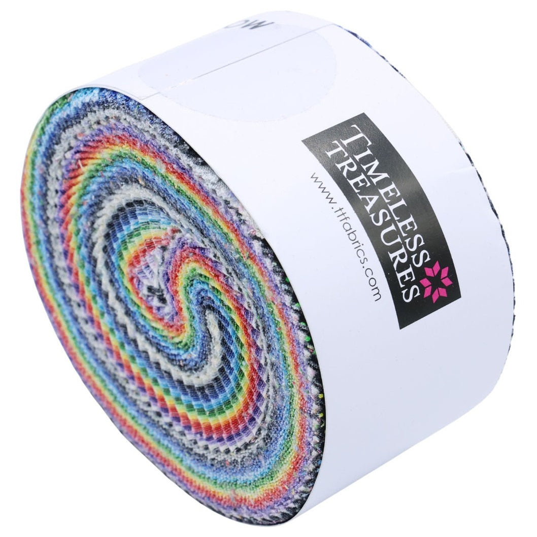 Timeless Treasures - Twirl Rainbow - 40 2.5" Strips/Jelly Roll