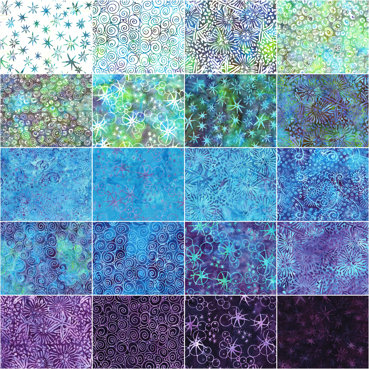 Island Batik - Under The Sea - 20 Fabrics, 40 Total Strips