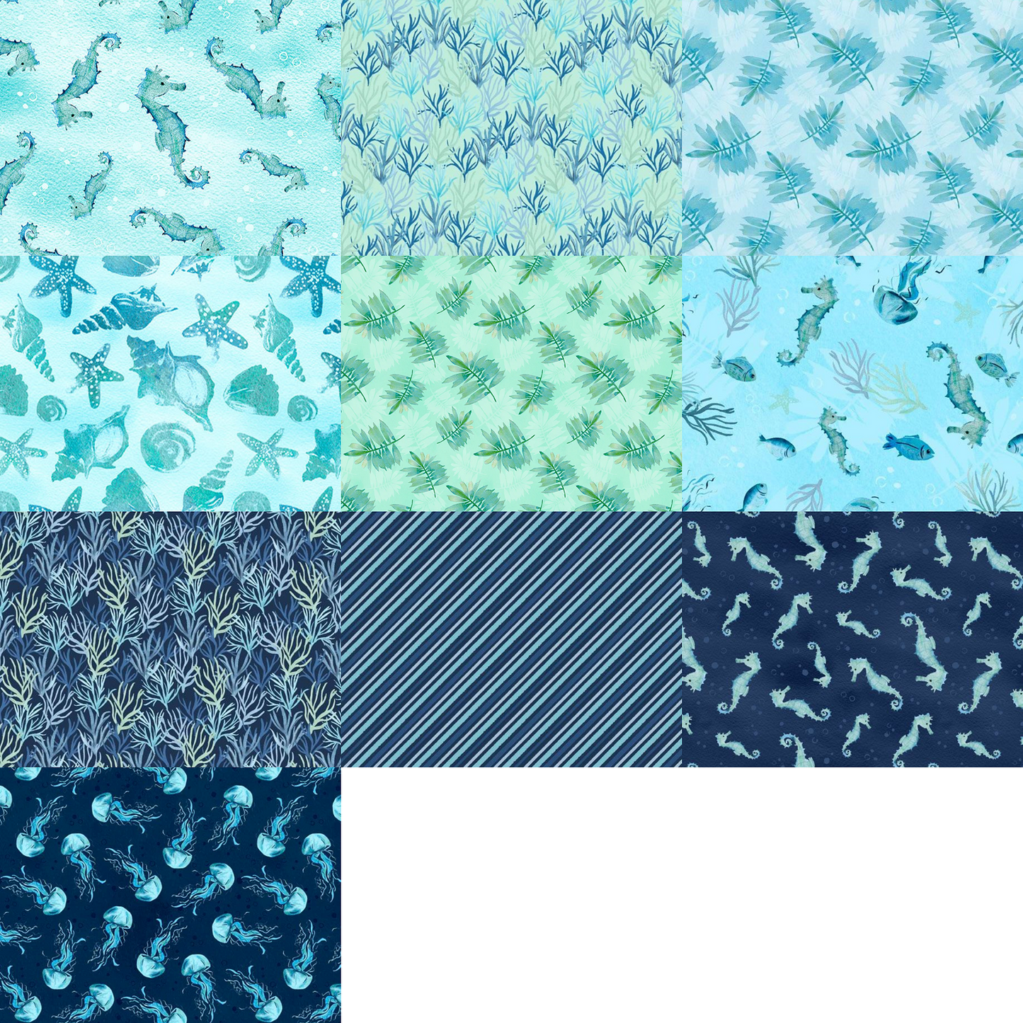Wilmington Prints "Underwater Wonders" Half-Yard Bundle - 10 Fabrics, 5 Total Yards