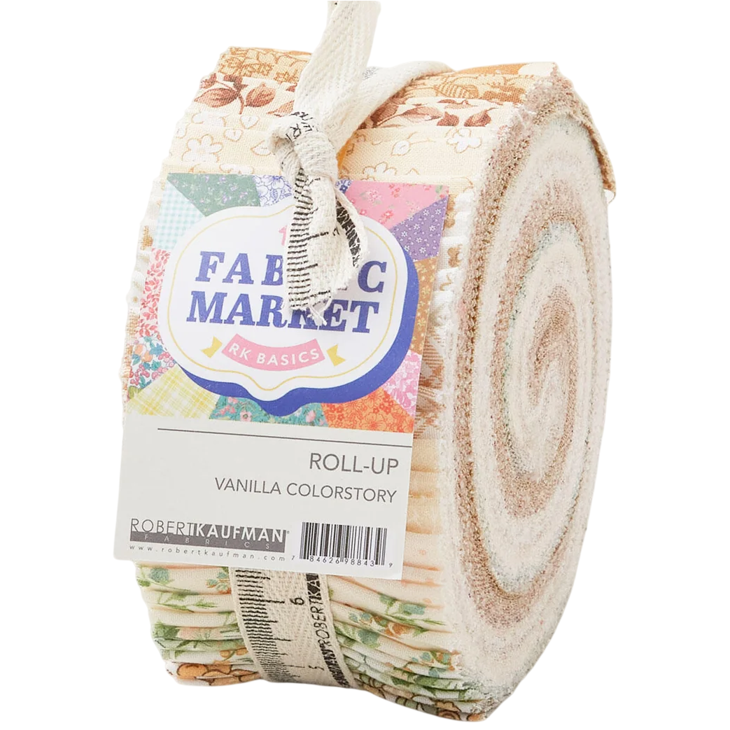 Robert Kaufman Fabric Market - Vanilla Roll-up - 40 Strip Roll
