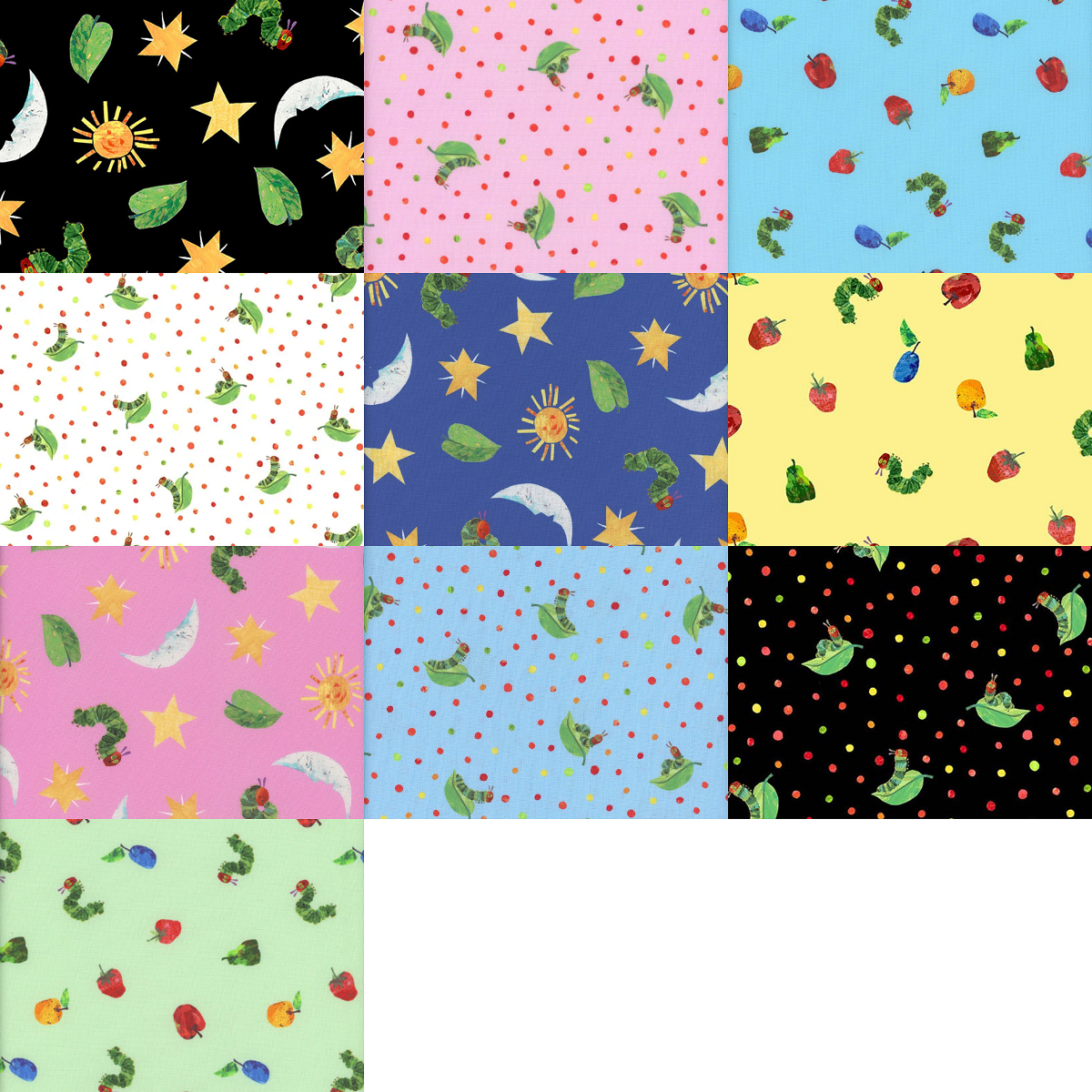 Andover "The Very Hungry Caterpillar" Half-yard Bundle - 10 Fabrics, 5 Total Yards