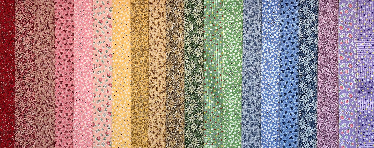 Vintage Floral - Colors 2.5" Roll - 20 Fabrics, 20 Total Strips