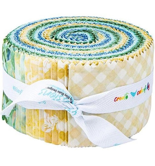 Riley Blake Watercolor Daisies Expressions Batiks - 40 Strip Rolie Polie