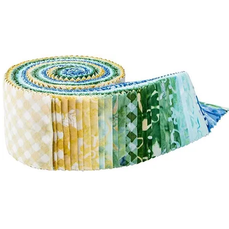 Riley Blake Watercolor Daisies Expressions Batiks - 40 Strip Rolie Polie