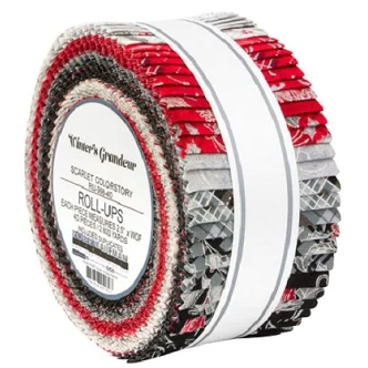 Robert Kaufman Winter's Grandeur Scarlet Roll-up - 40 Strip Roll