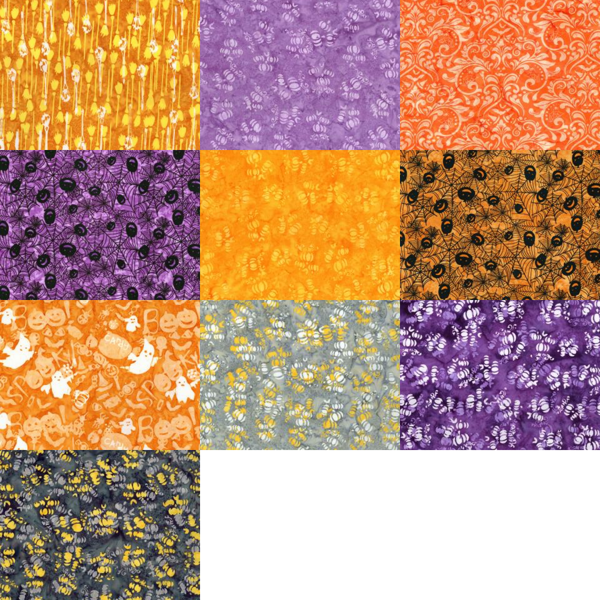 Half-yard Bundle - Riley Blake Expressions Batiks "Whispering Hallows" (Halloween) 10 Fabrics, 5 Total Yards