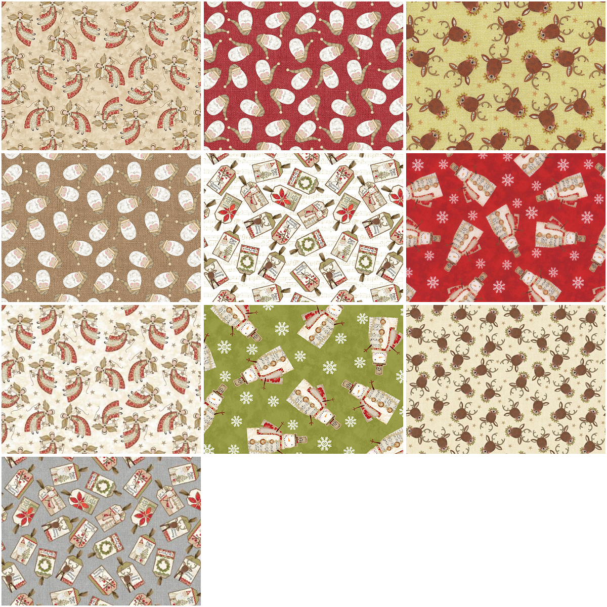 Benartex "White Christmas" Half-Yard Bundle - 10 Fabrics, 5 Total Yards