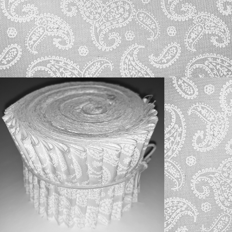 White Paisley - White Tone Print 2.5" Roll  - 20 Strips