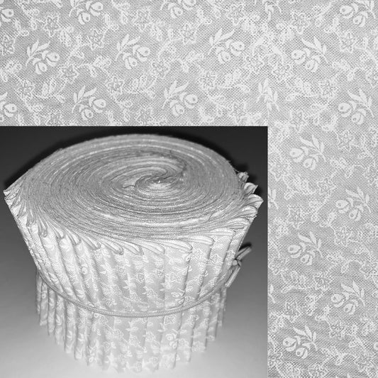White Floral Lattice - White Tone Print 2.5" Roll  - 20 Strips