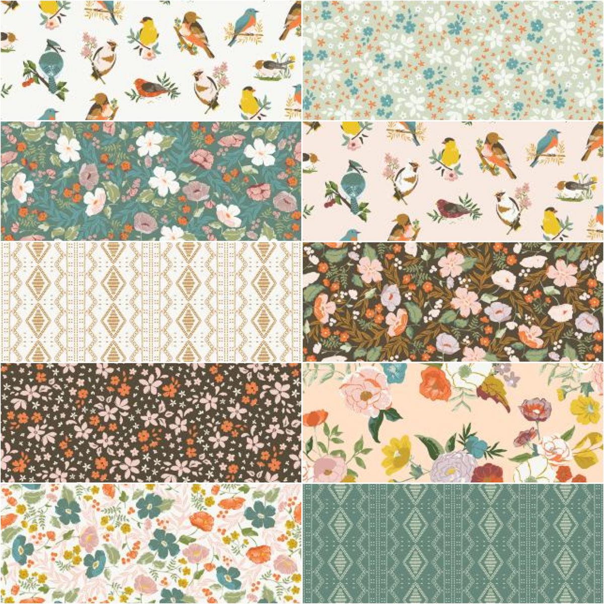 Riley Blake "Winged Medley" Half-yard Bundle - 10 Fabrics, 5 Total Yards