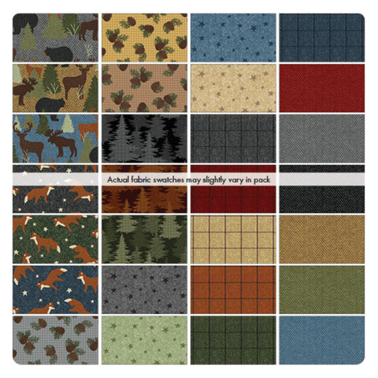 Charm Pack 5x5 Squares - Benartex Winter Forest (Bear, Moose, Fox)  - 40 5" Squares