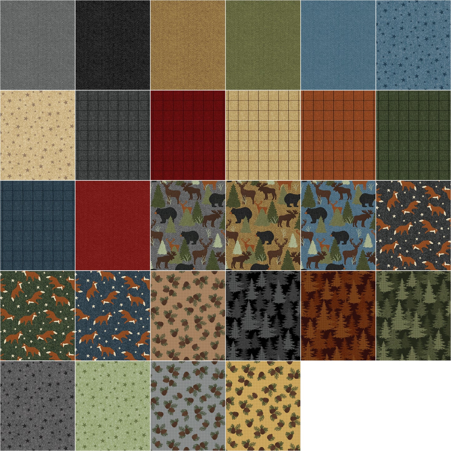 Benartex Winter Forest (Fox, Bear, Moose) Strip-pies - 40 2.5" Strips