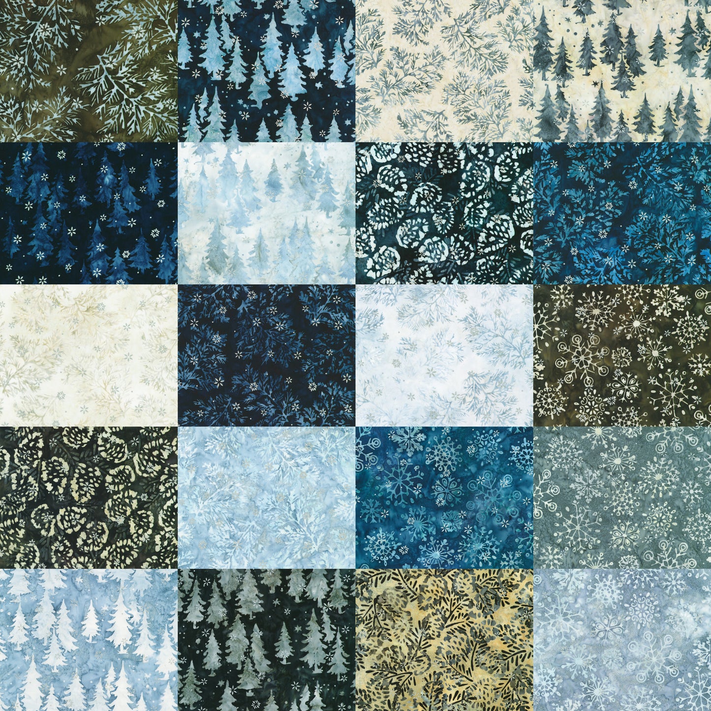 Robert Kaufman Artisan Batiks: Winter Pines Roll-up - 40 Total Strips