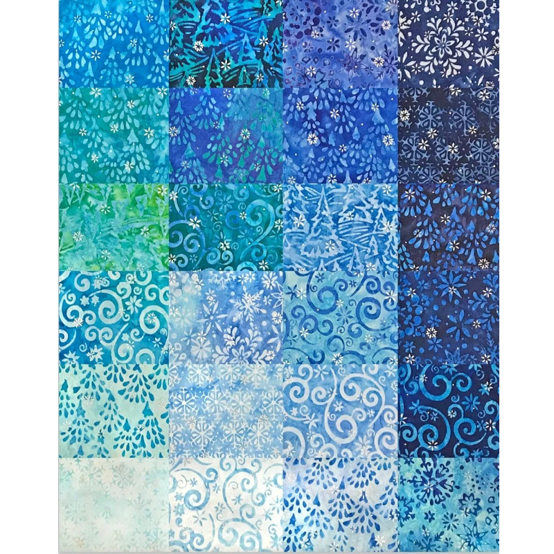 Charm Pack 5x5 Squares - Robert Kaufman Artisan Batiks Winter Sparkle Blue - 40 5" Squares