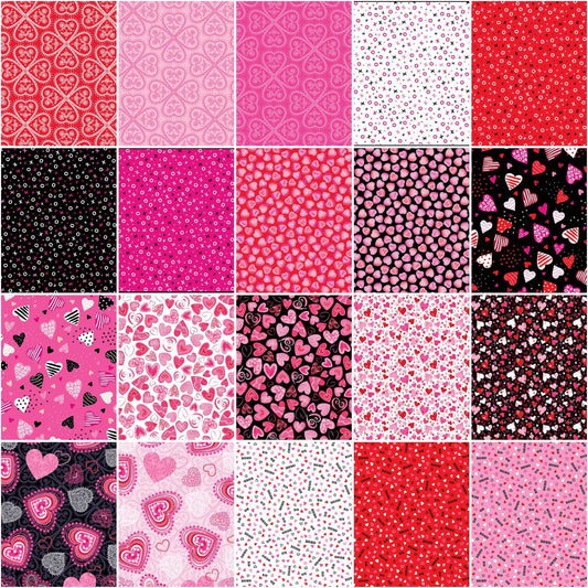 Charm Pack 5x5 Squares - Benartex Whole Lotta Love - 40 5" Squares
