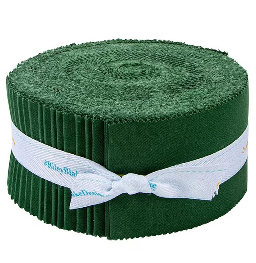 Riley Blake Confetti Cottons Christmas Green - 40 Strip Rolie Polie