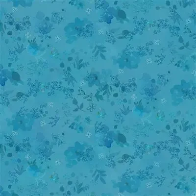 Clothworks "Blue Meadow" (Teal/Blue) Half-yard Bundle - 10 Fabrics, 5 Total Yards