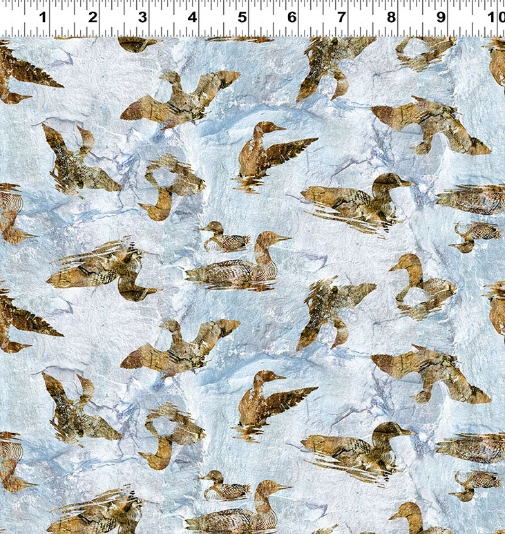 (5 yd) Clothworks Quilt Minnesota 2025 Shop Hop Caramel Loons Y4502-65