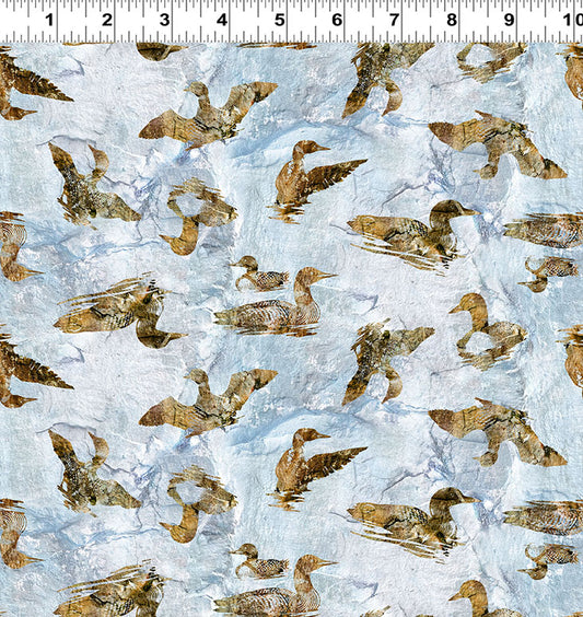 (5.5 yd) Clothworks Quilt Minnesota 2025 Shop Hop Caramel Loons Y4502-65