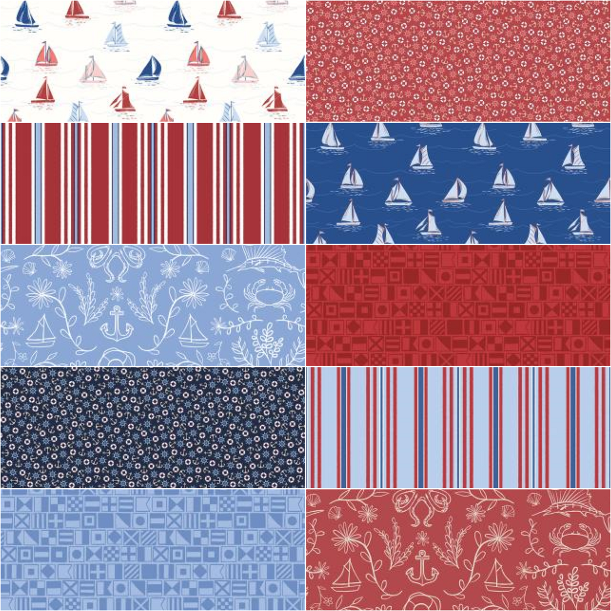Riley Blake "Yacht Club" Half-yard Bundle - 10 Fabrics, 5 Total Yards