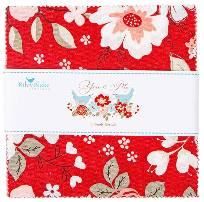 Charm Pack 5x5 Squares - Riley Blake You & Me 5-inch Stacker - 40 5" Squares