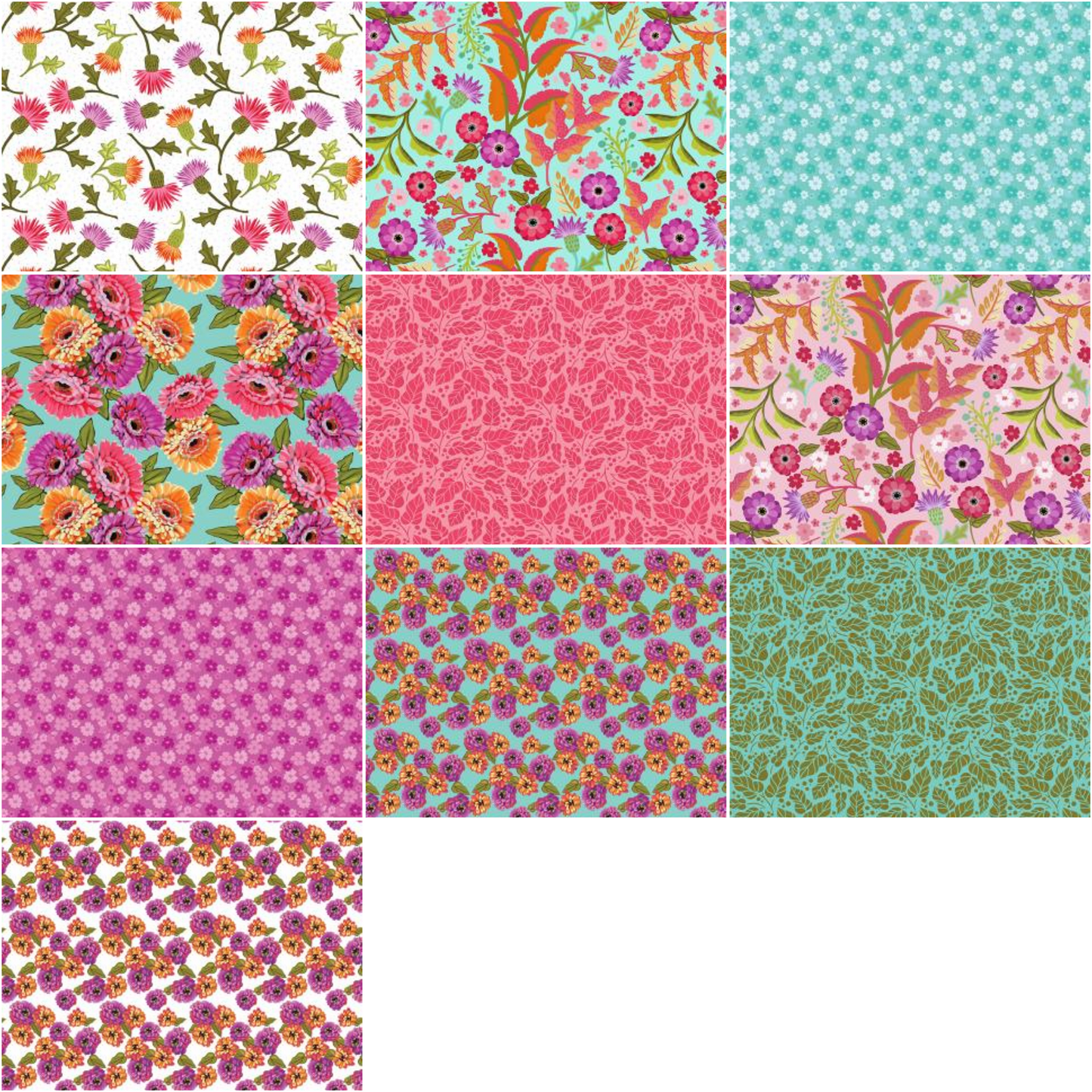 Riley Blake "Zinnias" Half-yard Bundle - 10 Fabrics, 5 Total Yards