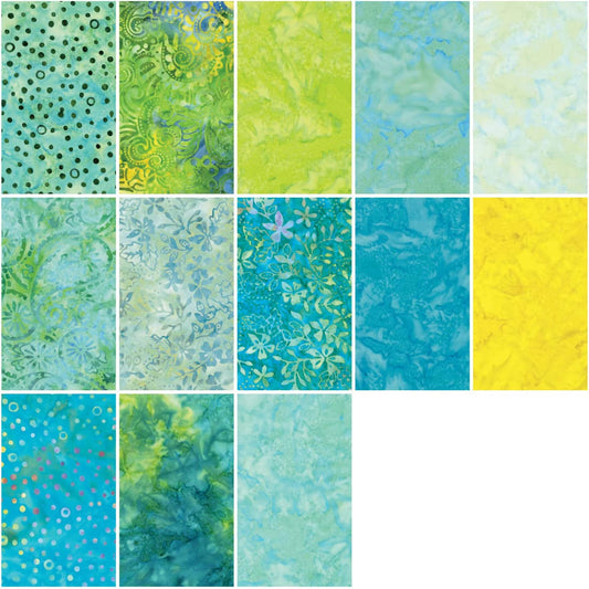 Charm Pack 5x5 Squares - Benartex Bali Batik Caribbean - 40 5" Squares