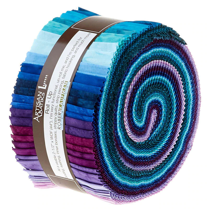 Robert Kaufman Artisan Batiks: Prisma Dyes Royalty Roll-up - 40 Total Strips