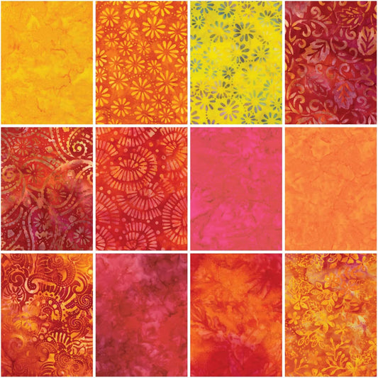 Charm Pack 5x5 Squares - Benartex Bali Batik Summer - 40 5" Squares