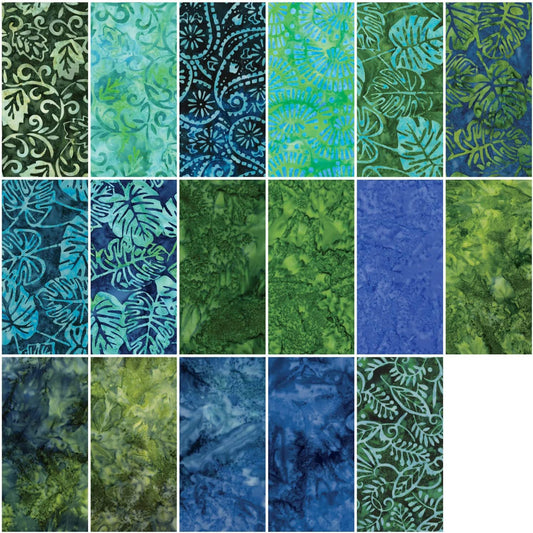 Charm Pack 5x5 Squares - Benartex Bali Batik Lagoon - 40 5" Squares