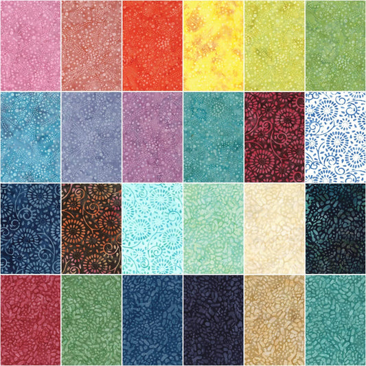 Charm Pack 5x5 Squares - Benartex Bali Batik Stone Garden - 40 5" Squares