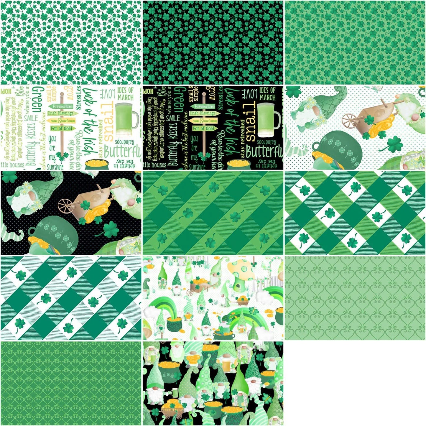 Benartex Lucky Gnomes Strip-pies - 40 2.5" Strips Flat Pack