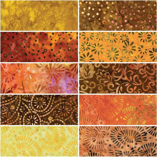 Charm Pack 5x5 Squares - Benartex Bali Batik Harvest - 40 5" Squares