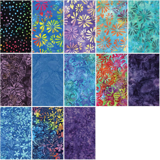 Charm Pack 5x5 Squares - Benartex Bali Batik Rainbow - 40 5" Squares