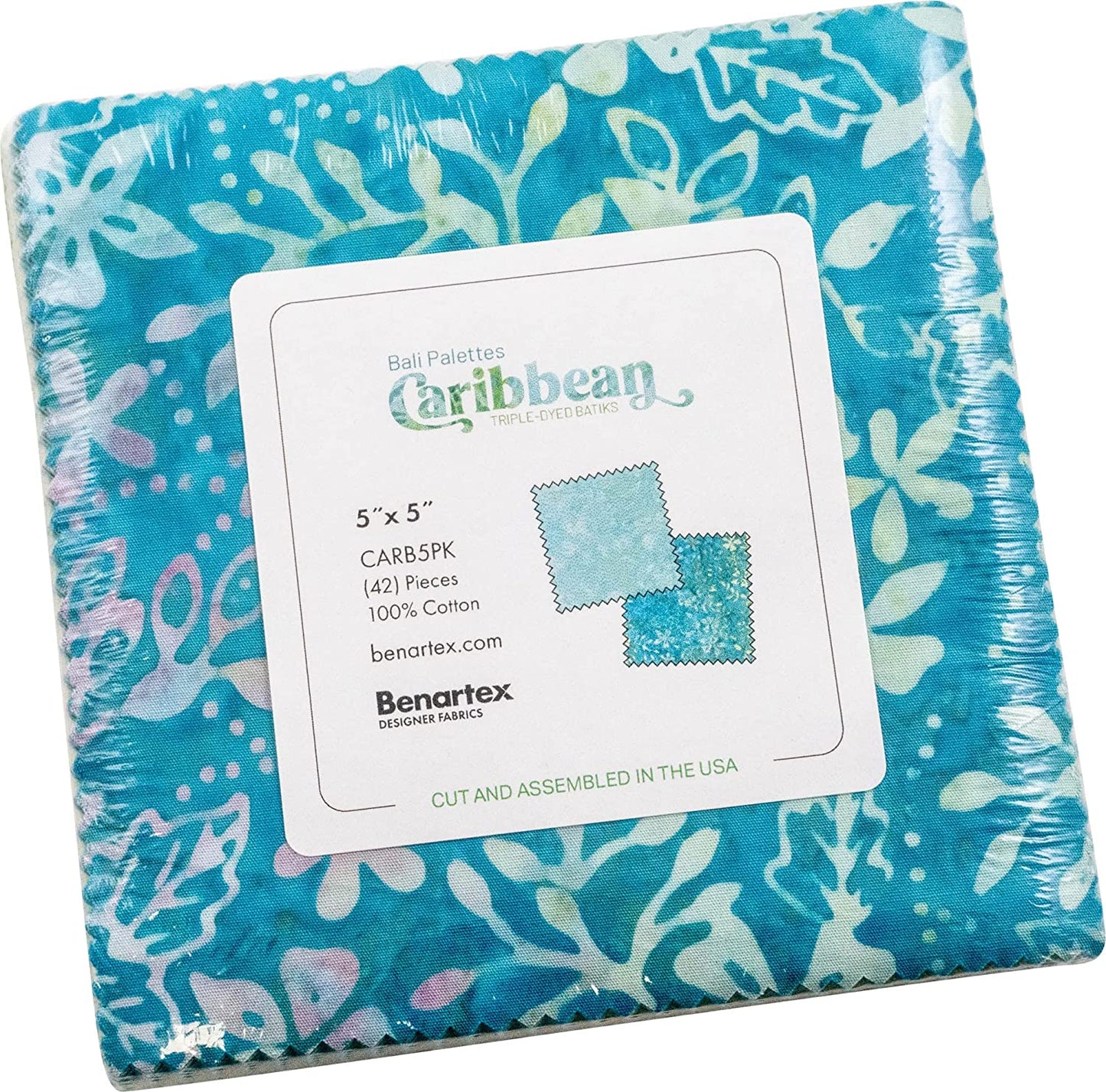 Charm Pack 5x5 Squares - Benartex Bali Batik Caribbean - 40 5" Squares