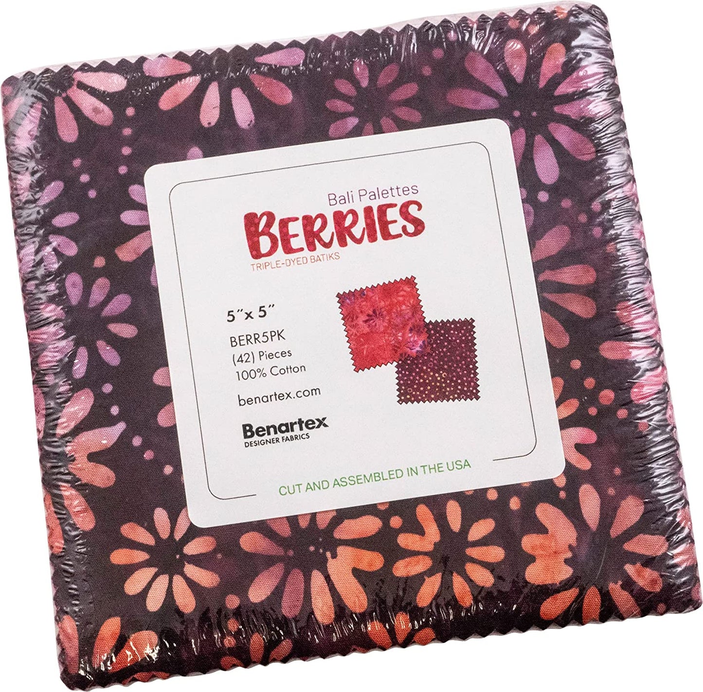 Charm Pack 5x5 Squares - Benartex Bali Batik Berries - 40 5" Squares