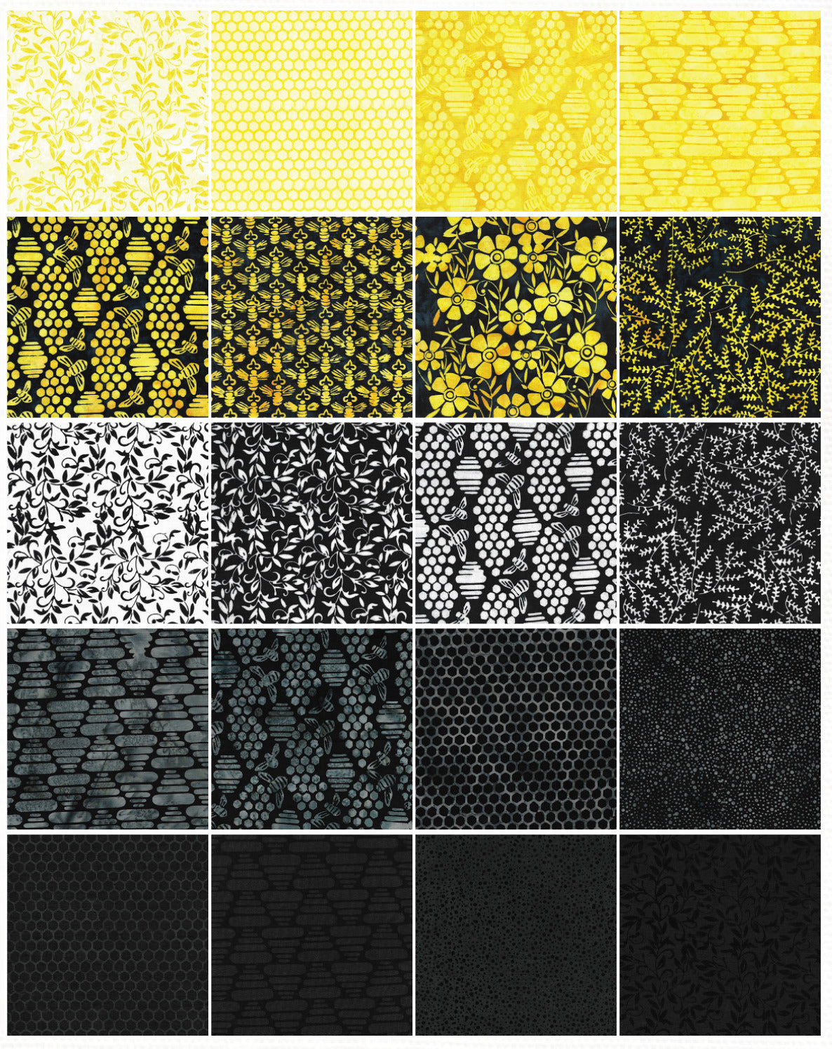 Island Batik - Beehive Buzz - 20 Fabrics, 40 Total Strips
