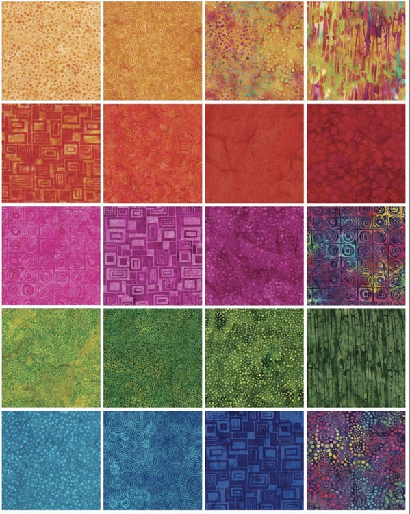 Island Batik - Contempo - 20 Fabrics, 40 Total Strips