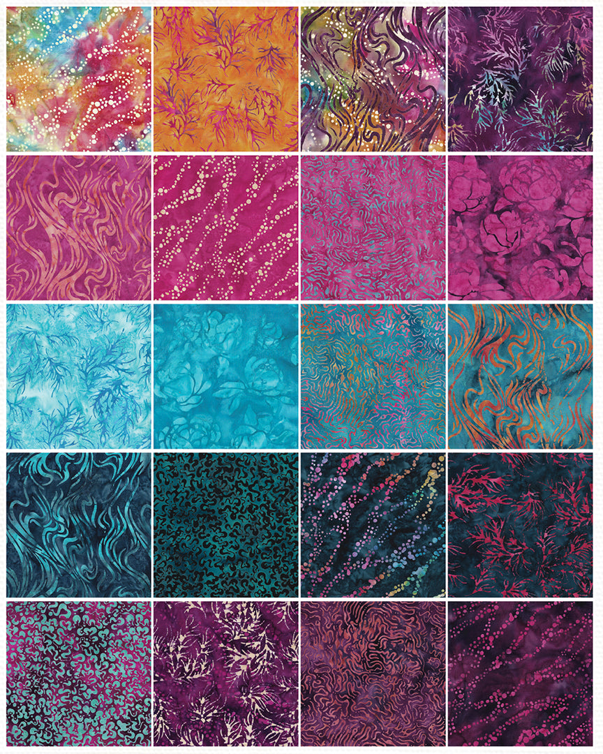 Island Batik - Exuberance - 20 Fabrics, 40 Total Strips