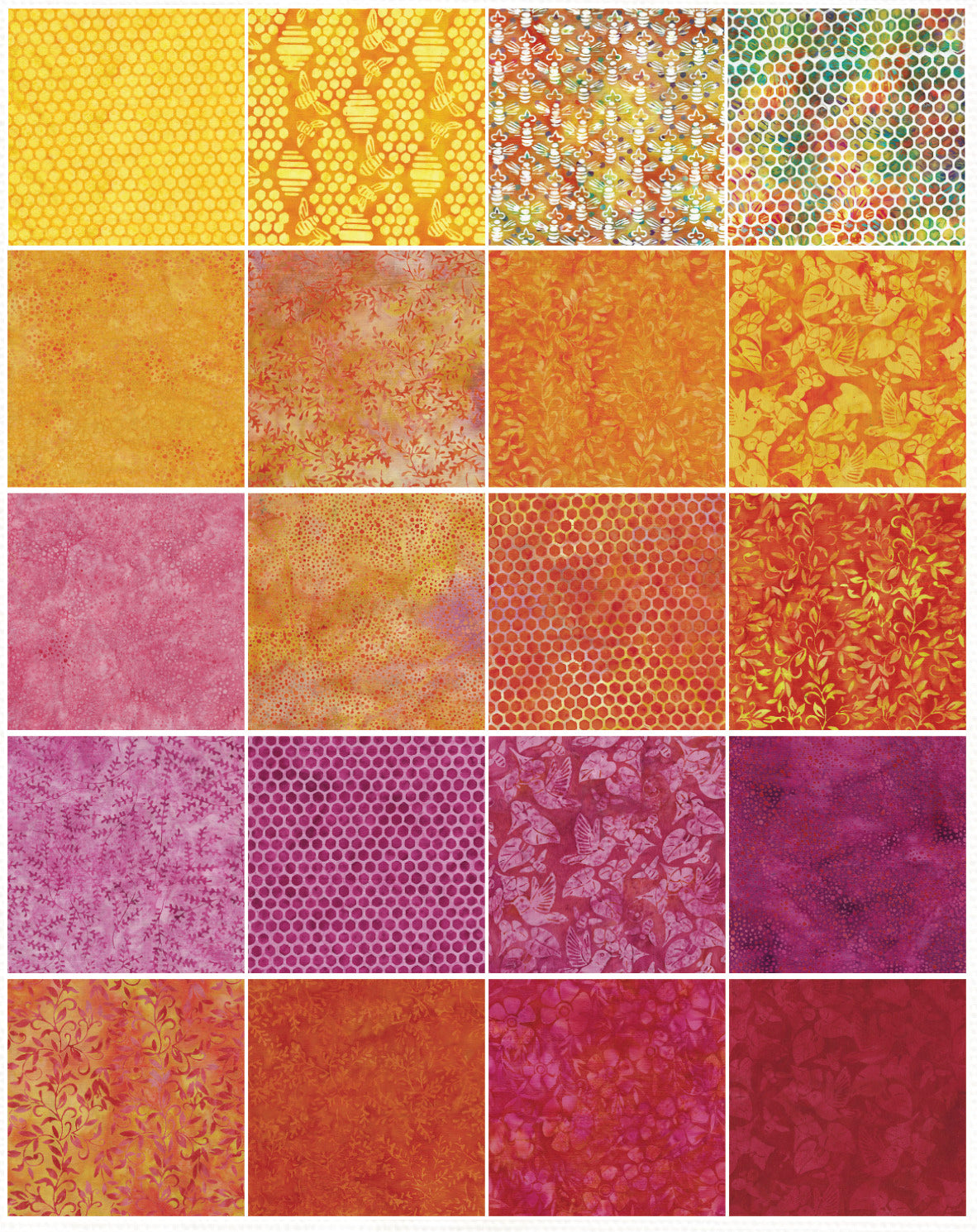 Island Batik - Honeycomb - 20 Fabrics, 40 Total Strips