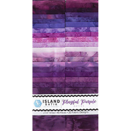 Island Batik - Playful Purple - 20 Fabrics, 40 Total Strips