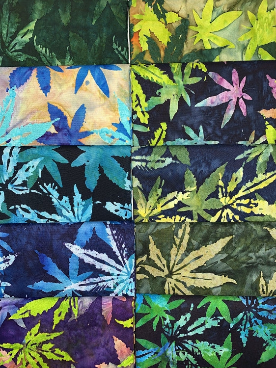 Robert Kaufman Cannabis Sativa Batik Half-yard Bundle - 10 Fabrics, 5 Total Yards