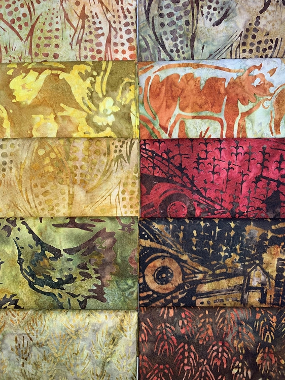 Robert Kaufman Farm Country Batik Half-yard Bundle - 10 Fabrics, 5 Total Yards 