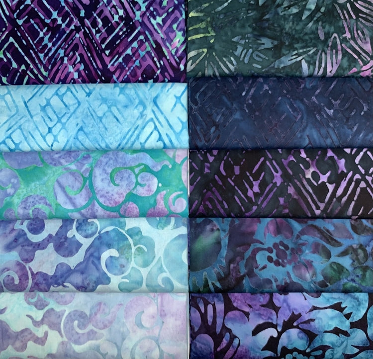 Robert Kaufman Evening Glow Batik Fat Quarter Bundle - 10 Fabrics, 10 Total Fat Quarters