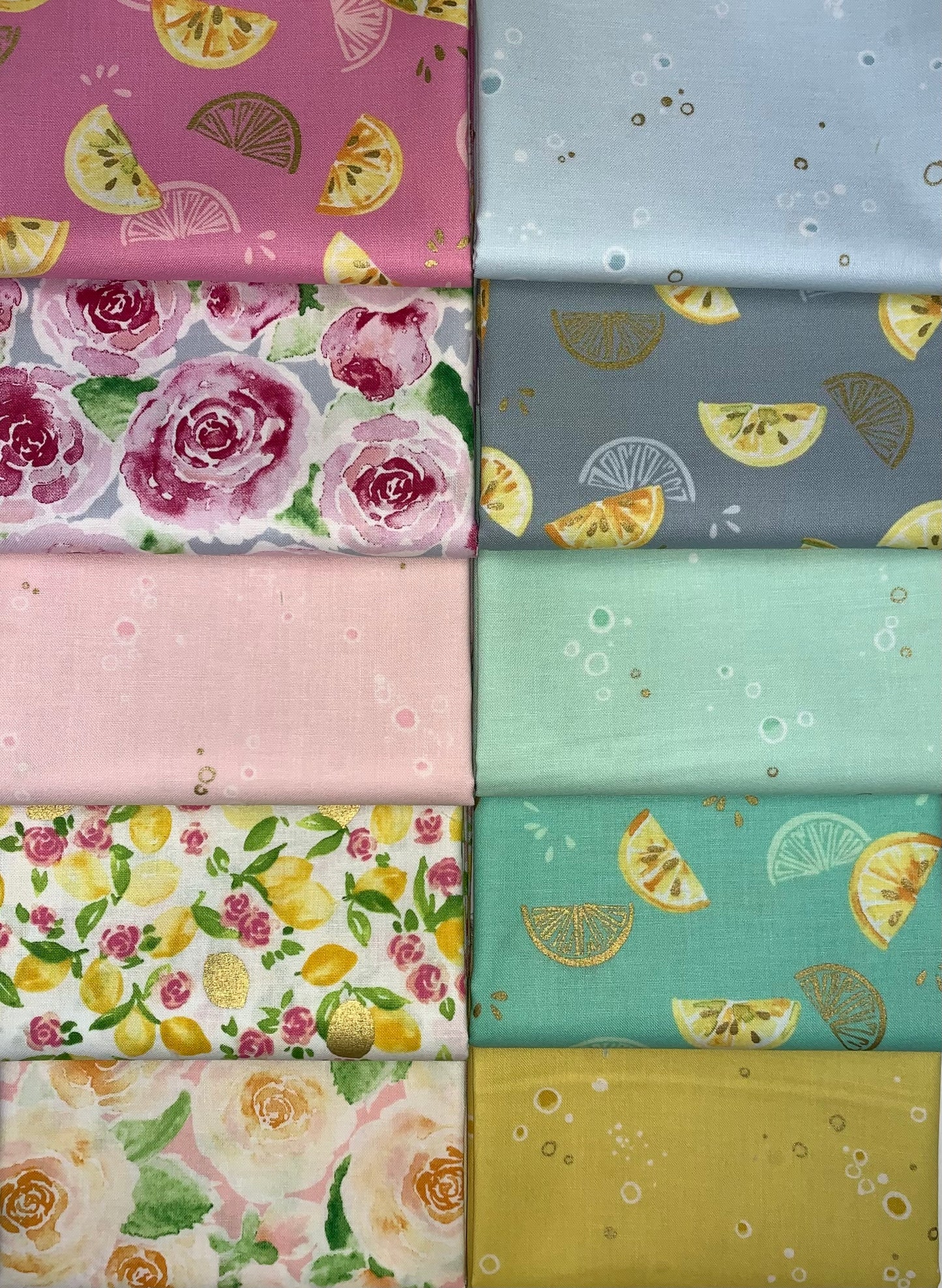Robert Kaufman "Rose Lemonade" Half-Yard Bundle - 10 Fabrics, 5 Total Yards