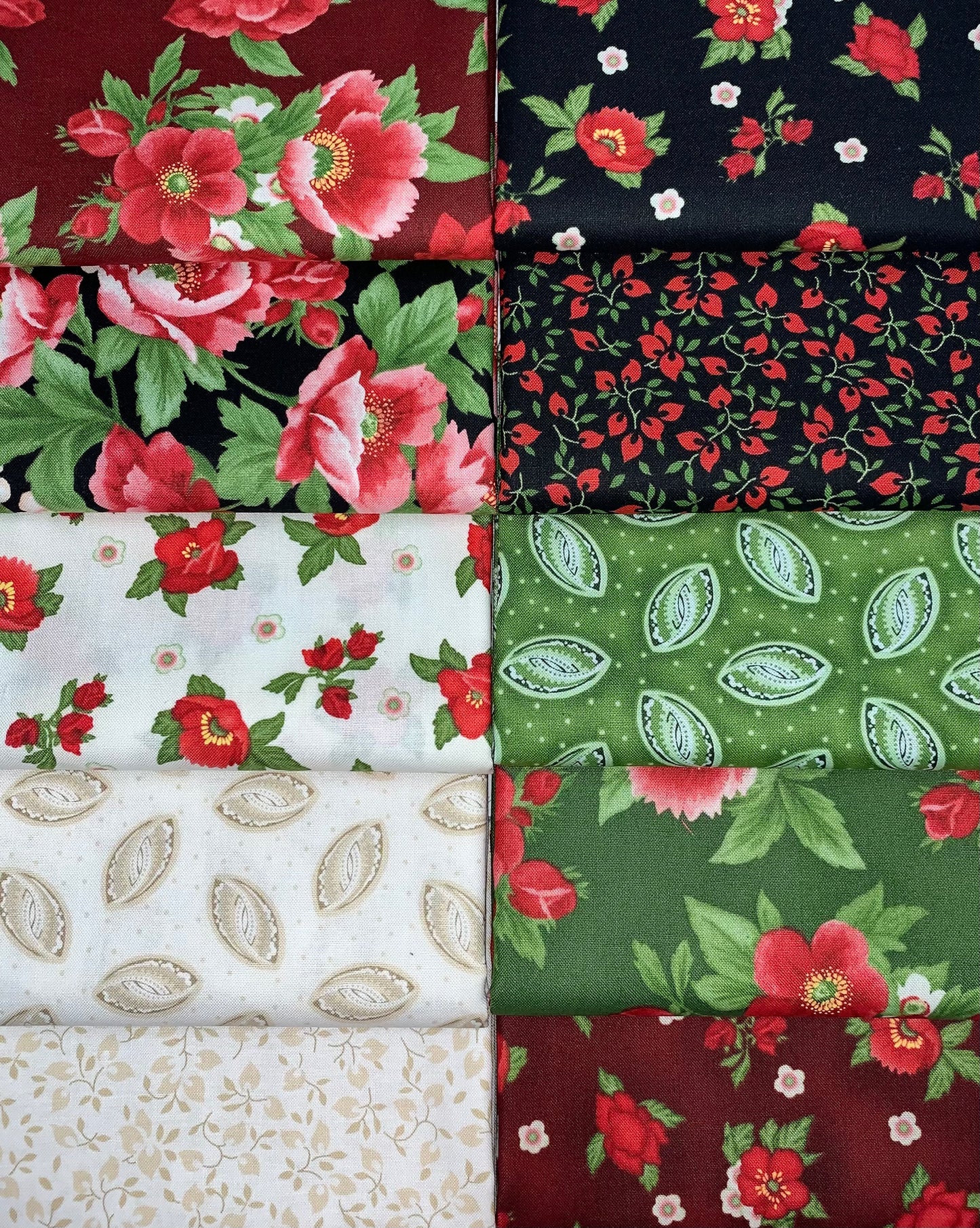 Robert Kaufman "Scarlet's Garden" Half-Yard Bundle - 10 Fabrics, 5 Total Yards